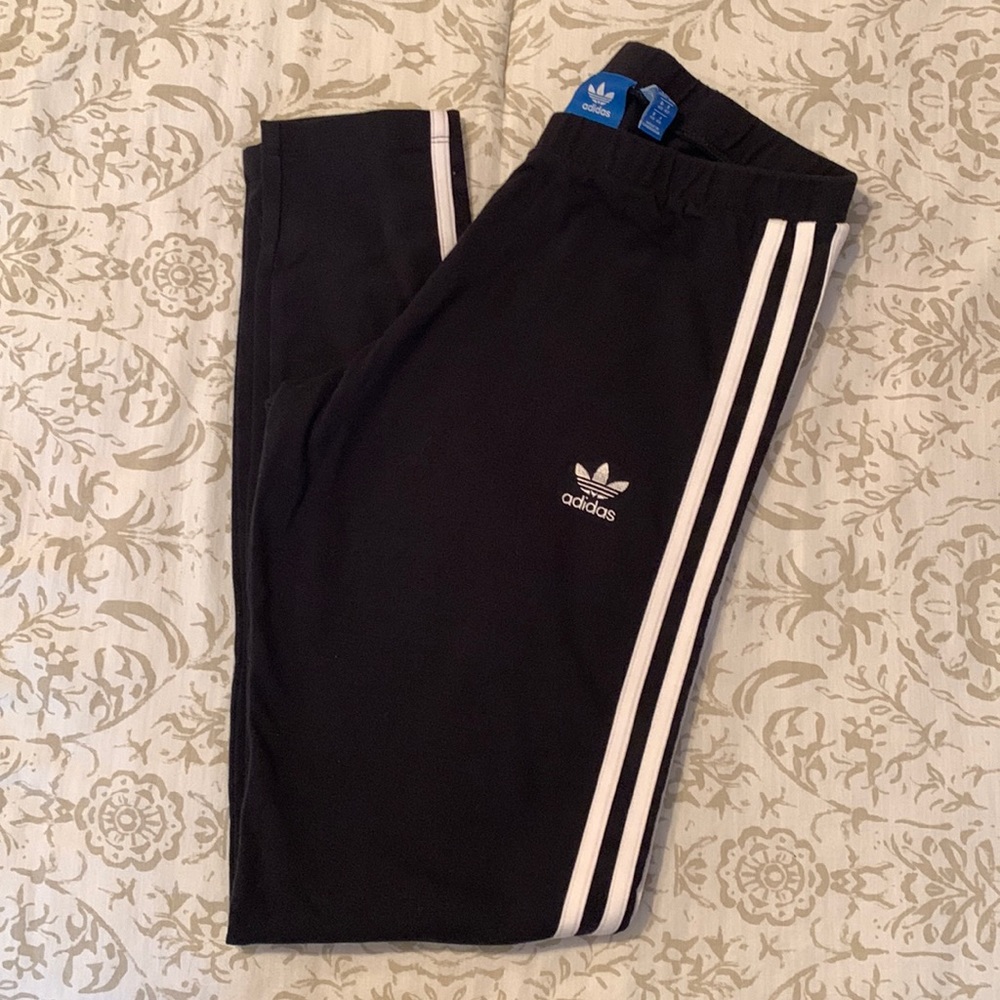 Gently worn Adidas classic striped leggings